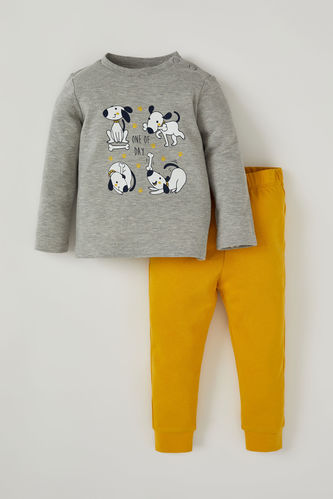 Erkek Bebek Sevimli Köpek Baskılı Pijama Takımı