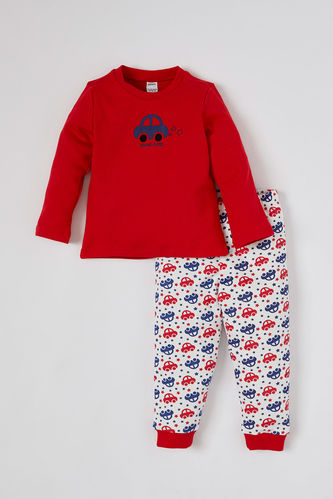 Erkek Bebek Araba Desenli Uzun Kol Pamuklu Pijama Takımı
