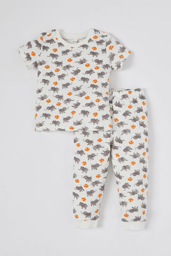 Ensemble de pyjama en coton à manches courtes à motif éléphant pour bébé garçon