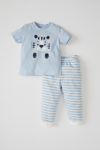 Pyjama en coton à manches courtes imprimé tigre pour bébé garçon