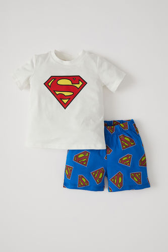 Erkek Bebek Süperman Lisanslı Kısa Kol Pijama Takımı