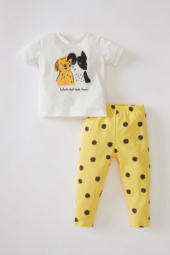 Пижама вязанная 2 шт. стандартного кроя с принтом животных с коротким рукавом из ткани суприм для малышей мальчиков