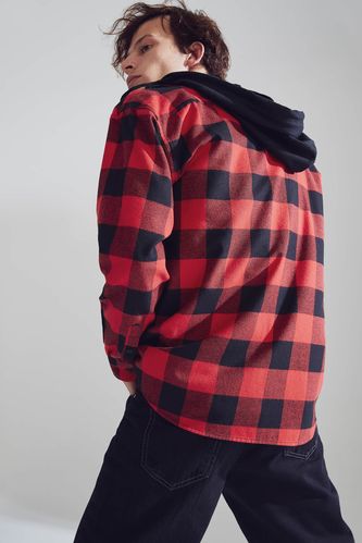 Oversize Fit Long-Sleeved Flannel Shirt
