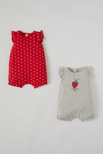 Baby Girl Polka Dot Short Sleeved 2-pack Rompers