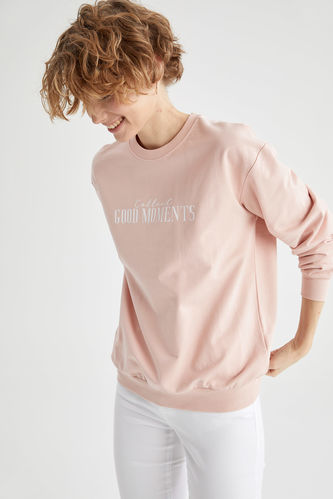 Letter Printed Cotton Relax Fit Sweatshirt