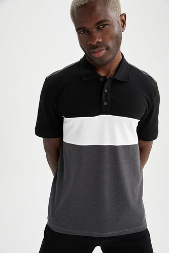 Regular Fit Colour Block Short Sleeve Polo Shirt