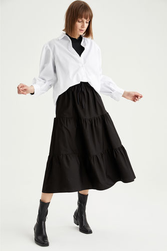 Modest- Relaxed Fit Woven Skirt