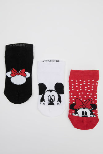 Kız Çocuk Mickey Mouse Lisanslı 3'lü Patik Çorap