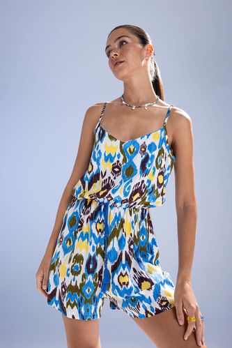 Tropical Patterned Strappy Jumpsuit