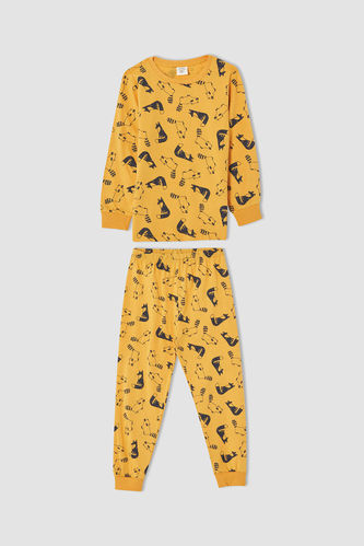 Boy Regular Hem Regular Fit Crew Neck Knitted Racoon And Fox Print Pyjamas