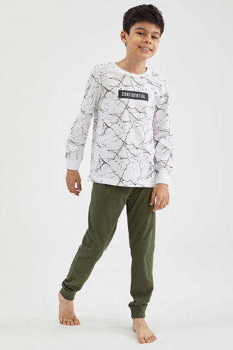 Erkek Çocuk Sıçratma Desenli Pijama Uzun Kol Takımı