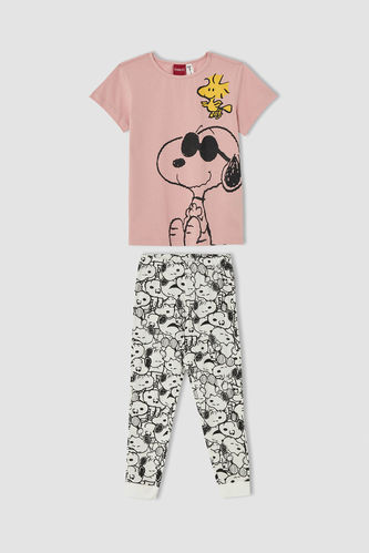 Kız Çocuk Snoopy Lisanslı Kısa Kol Pijama Takımı