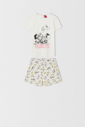 Kız Çocuk Snoopy Lisanslı Kısa Kollu Pijama Takımı