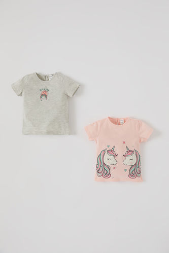 Baby Girl Unicorn Printed 2-pack Short Sleeve Cotton T-Shirt