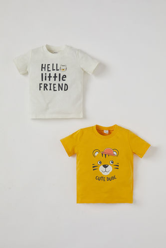 T-shirt 2 pièces à manches courtes imprimé tigre pour bébé garçon
