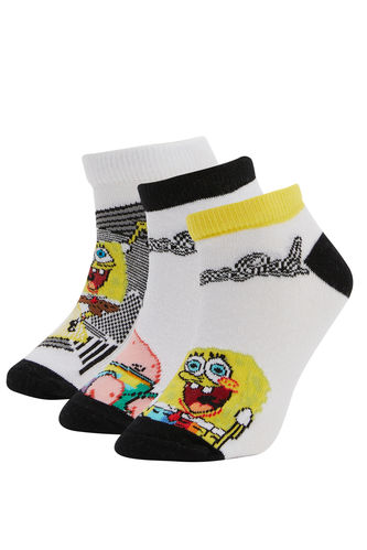 Erkek Çocuk SpongeBob SquarePants Lisanslı 3'lü Patik Çorap