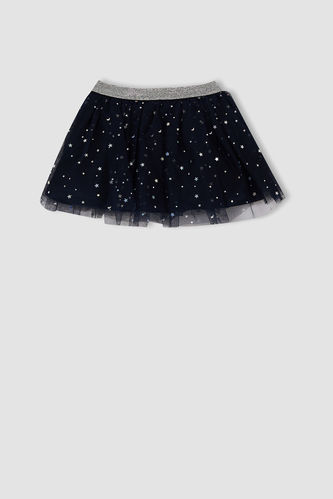 Girl Elasticated Waist Star Printed Tulle Skirt