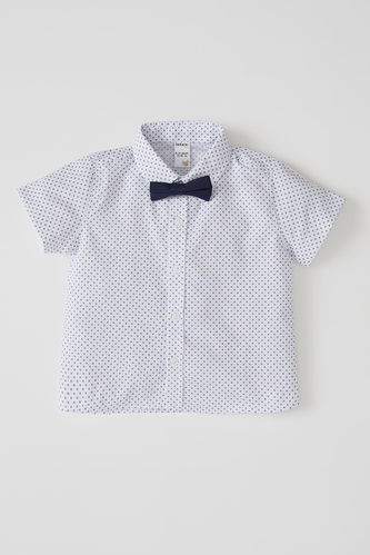Chemise à manches courtes à motif bébé garçon avec nœud papillon