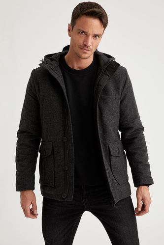Regular Fit Hooded Thick Cachet Coat