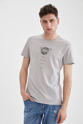 T-shirt ajusté à col rond et imprimé