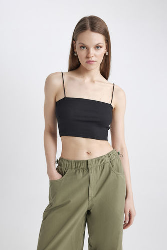 Coool Skinny Fit Cotton Crop Top with Rope Strap