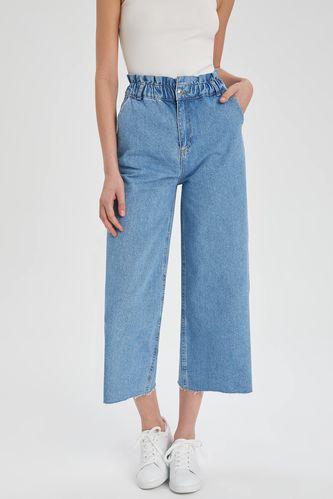 Culotte Fit Yüksek Belli Jean %100 Pamuk Pantolon