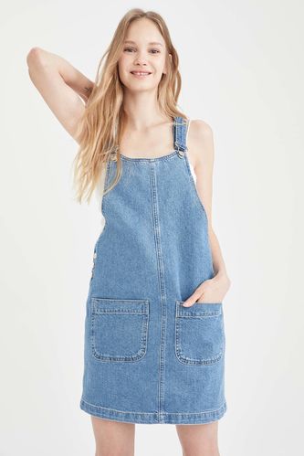 Relaxed Fit Denim Dungaree Dress