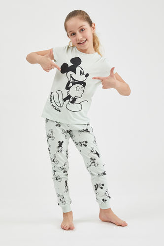 Kız Çocuk Mickey Mouse Lisanslı Kısa Kollu Pijama Takımı