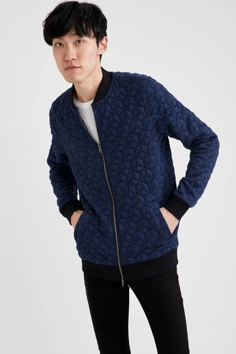 Long-Sleeved Slim Fit Stand-Up Collar Cardigan