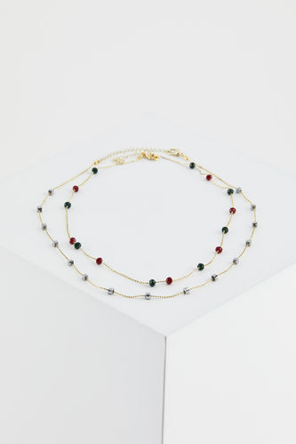 Colorful Stone 2-Piece Chain Necklace