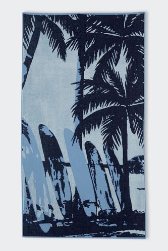 Erkek Pamuklu Palmiye Desenli Plaj Havlusu