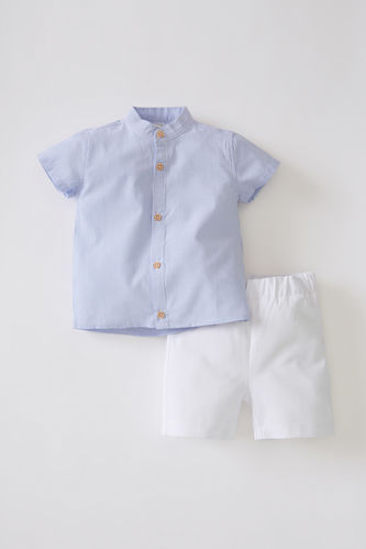 Basic Short Sleeve Shirt And Shorts Set