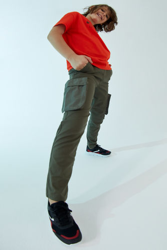 Boy Elastic Band Cargo Fit Pocket Trousers