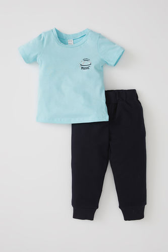 Baby Boy World Printed Short Sleeve T-Shirt And Sweatpants Set