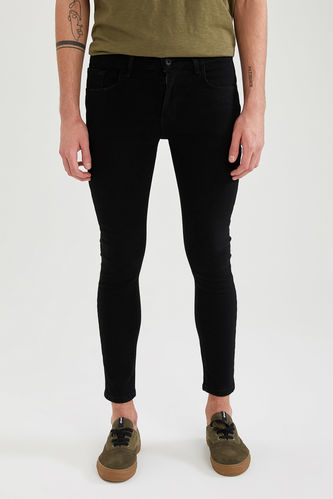 Ultra Skinny Fit Normal Bel Dar Paça Siyah Jean Pantolon