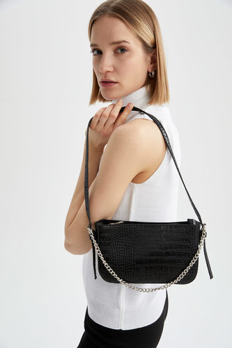 Women's Faux Leather Baguette Sleeve Bag