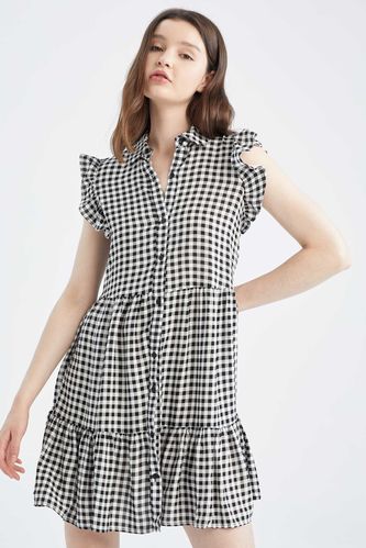 Sleeveless Colour Block Polka Dot Print Mini Dress