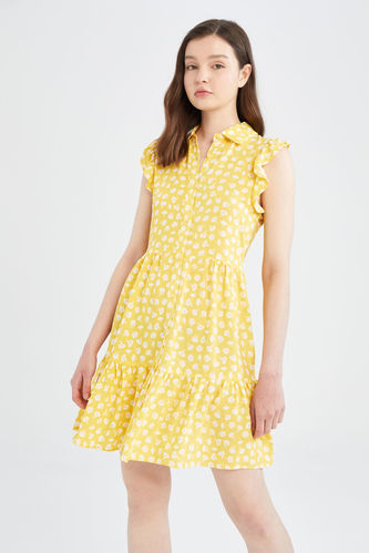 Sleeveless Colour Block Polka Dot Print Mini Dress