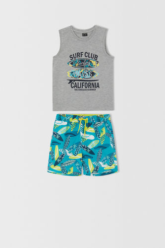 Boy Regular Fit Printed Sleeveless T-Shirt And Shorts Set