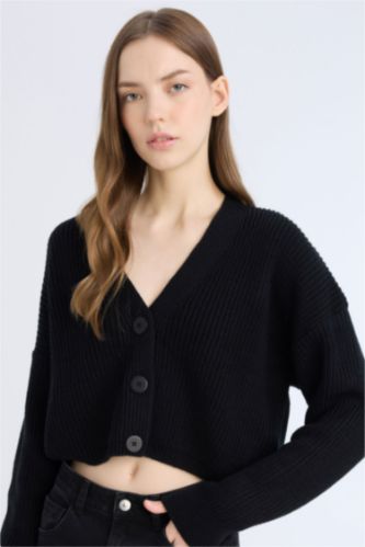 FEMME Noir Regular Fit Knitwear Cardigan