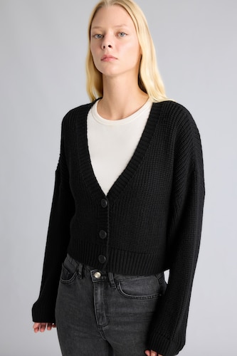 FEMME Noir Cardigan à col V Coupe régulière