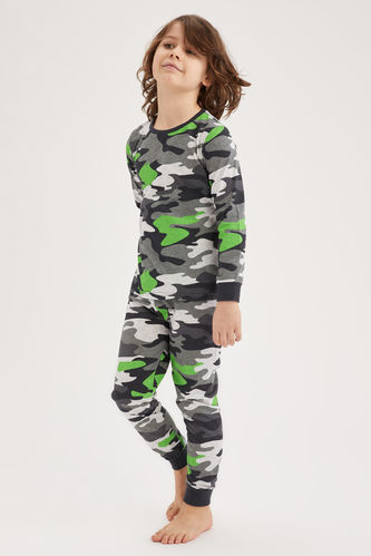 Ensemble de pyjama à manches longues à motif camouflage pour garçon