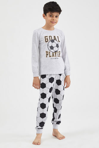 Boy Slim Fit Crew Neck Knitted Football Pyjamas