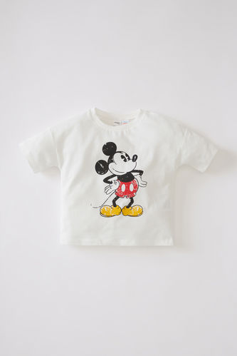Baby Mickey Mouse Cotton Short Sleeve Men'S T-Shirts Licensed
