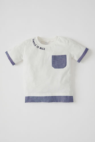 T-shirt en coton à manches courtes avec poche pour bébé garçon