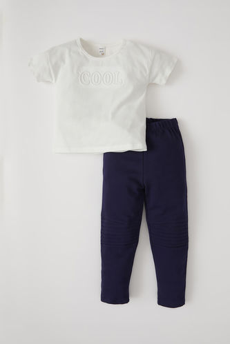 Baby Boy Printed Cotton Short Sleeve T-Shirt And Tracksuit Bottom Set