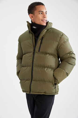 Stand Up Collar Pocket Detailed Thick Inflatable Coat
