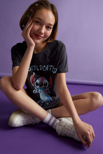 Coool Disney Lilo & Stitch Лицензиялық дөңгелек жаға орташа Қысқа жеңді футболка