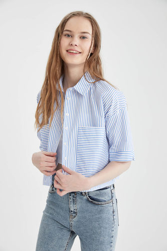 Relaxed Fit Striped Short Sleeve Shirt