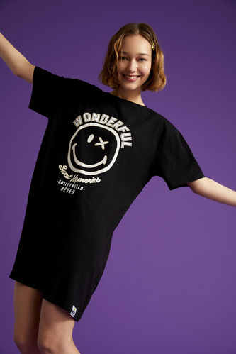 Coool SmileyWorld Licensed Oversize Fit Summer Mini T-Shirt Dress